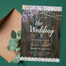 Rustic Floral Weding Invitation Wisteria Lace
