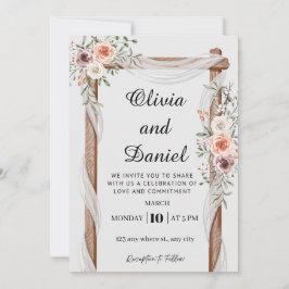 Convites Rustic Floral Wood Arch Wedding Invitation