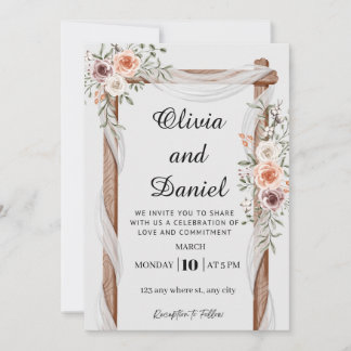 Convites Rustic Floral Wood Arch Wedding Invitation