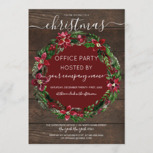 Convites Rustic Floral Wreath Wood Corporate Natal