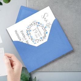 Convites Rustic Forest Blue Peony Wreath Salvar Data