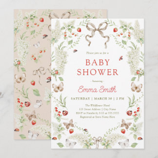 Convites Rustic Forest Floral Bow Neutral Baby Shower