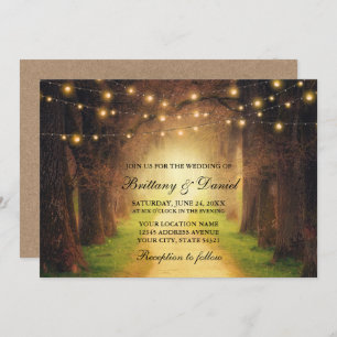 Convites Rustic Forest Path String Luzes Casamento Kraft