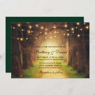 Convites Rustic Forest Path String Luzes de Casamento Verde