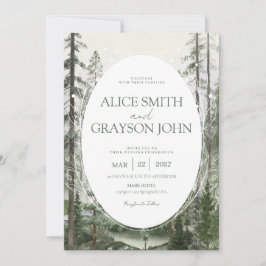 Convites Rustic Forest Tree Classic Watercolor Wedding 