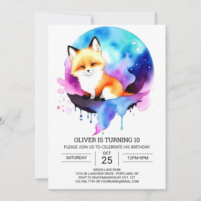 Convites Rustic Fox Birthday Bliss (Frente)