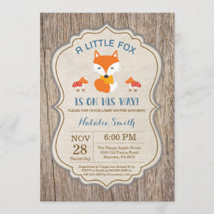 Convites Rustic Fox Chá de fraldas Invitation Boy