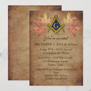 Convites Rustic Freemason Masonry Autumn Fall Masonic