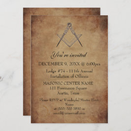 Convites Rustic Freemason Masonry Black Masonic