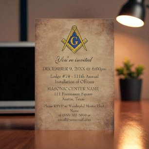 Convites Rustic Freemason Masonry Black Masonic