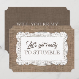 Convites Rustic Funny Bridesmaid / Proposta de Madrinha de