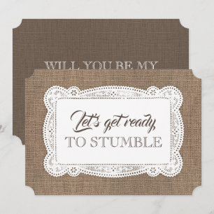 Convites Rustic Funny Bridesmaid / Proposta de Madrinha de 