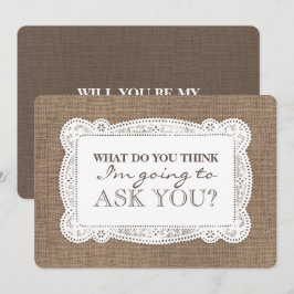 Convites Rustic Funny Bridesmaid / Proposta de Madrinha de