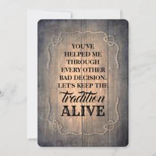 Convites Rustic Funny Bridesmaid / Proposta de Madrinha de 