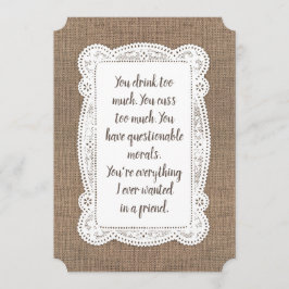 Convites Rustic Funny Bridesmaid / Proposta de Madrinha de