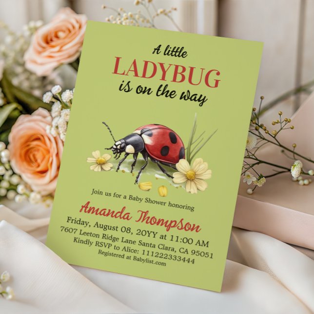 Convites Rustic Garden Floral A Little Ladybug Baby Shower (Criador carregado)
