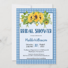 Convites Rustic Gingham Sunflower Chá de panela