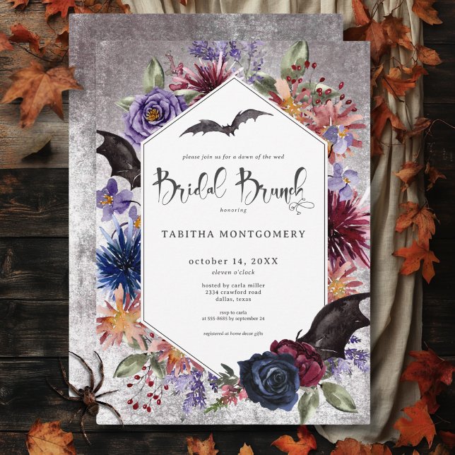 Convites Rustic Gothic Colors Halloween Bridal Brunch (Rustic Gothic Colors Halloween Bridal Brunch Invitation)