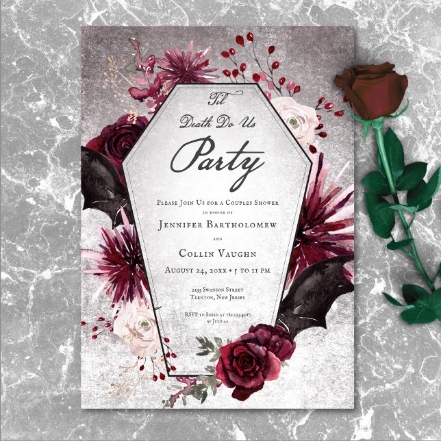 Convites Rustic Gothic Til Death Nos Festa Casais Chá (Rustic Gothic Til Death Do Us Party Couples Shower Invitation)