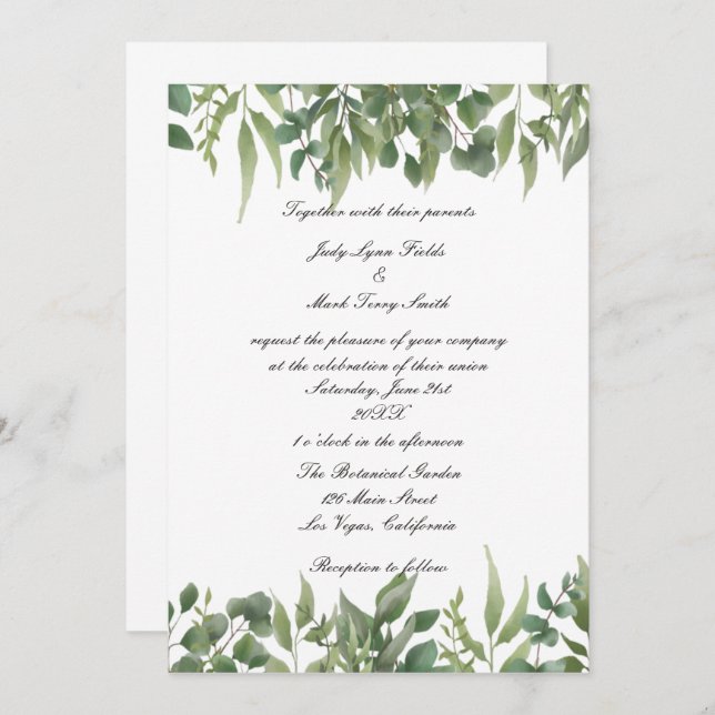 Convites Rustic Green Deixa Foliage Casamento Greenery (Frente/Verso)