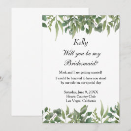 Convites Rustic Green deixa Greenerage Foliage Bridesmaid