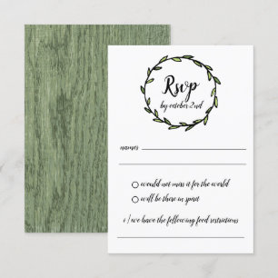 Convites Rustic Green Leafy Wreath Wedding RSVP