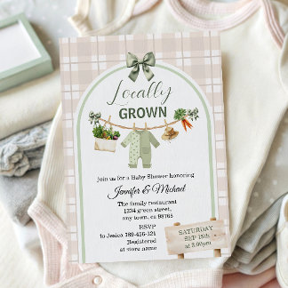 Convites Rustic Green Locally Grown Baby Shower Invitation 
