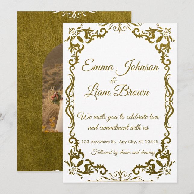 Convites Rustic Green Mexican Wedding Invitation (Frente/Verso)