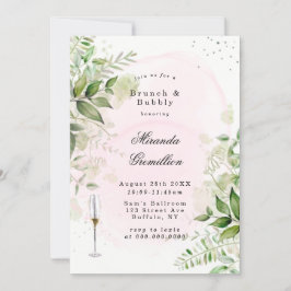 Convites Rustic Greenery Blush Pink Airy Brunch & Bubble