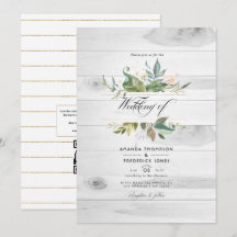 Rustic Greenery Country Barn QR Code RSVP Casament