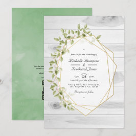 Convites Rustic Greenery Geométrico Código QR RSVP Casament