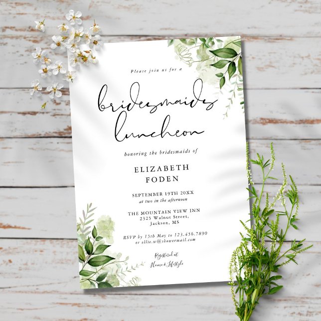 Convites Rustic Greenery Monogramas Bridesmaids Luncheon In (Criador carregado)