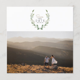 Convites Rustic Greenery Watercolor Salvar a Foto da Data