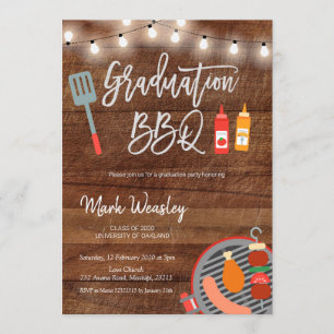Convites Rustic Grill and Chill Graduation Party
