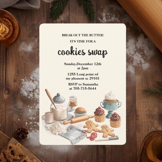 Convites Rustic Holiday Cookie Swap | Cozy Christmas  (Criador carregado)