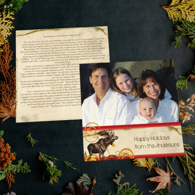 Convites Rustic Holiday - Letra Moose de Natal (Criador carregado)