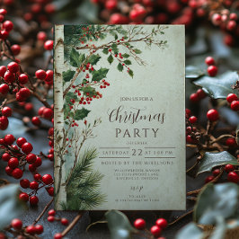 Convites Rustic Holly Berry Natal
