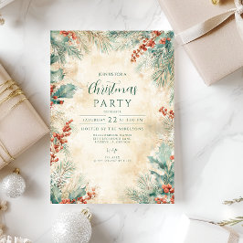 Convites Rustic Holly e Pine Christmas