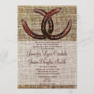 Convites Rustic Horsferes Burlap Impressão Wedding Invtion
