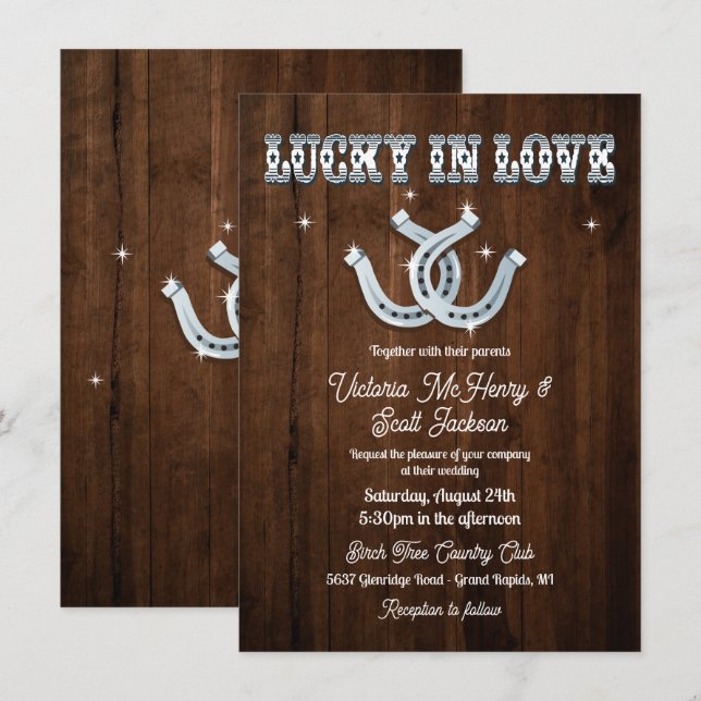 Convites Rustic Horsferes Western Wedding Invtions (Frente/Verso)