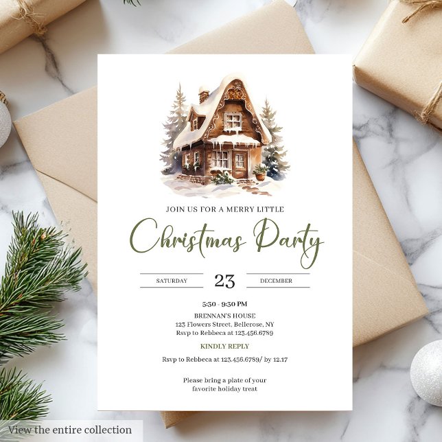 Convites Rustic House Minimalist Scandinavian Style Xmas (Rustic Taupe Minimalist Scandinavian Style Christmas Party

)