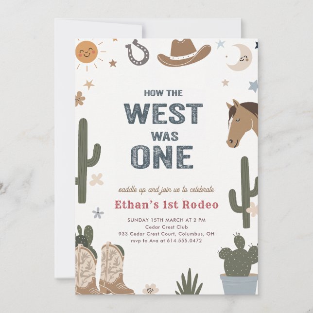 Convites Rustic How The West Was One Cowboy 1st Birthday (Frente)