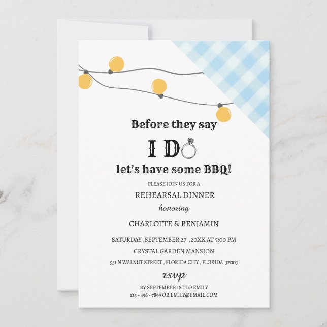 Convites Rustic I Do CHURRASCO ReHearsal Janto (Frente)