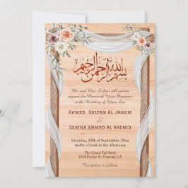 Convites Rustic Islâmico Nikah Arabic Calliografia e código