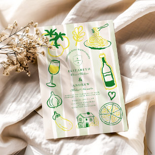 Convites Rustic Italiana Comida Wedding Watercolor