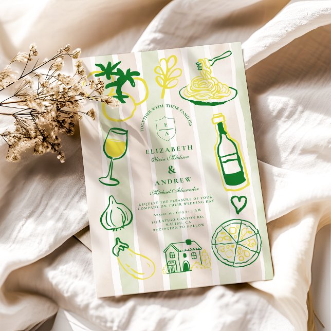 Convites Rustic Italiana Comida Wedding Watercolor (Criador carregado)