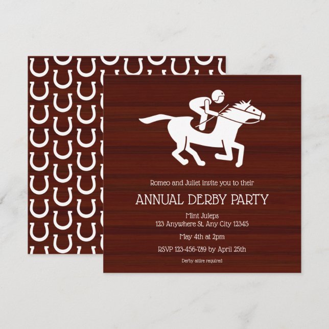 Convites Rustic Jockey Annual Derby Party Invitation (Frente/Verso)