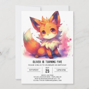 Convites Rustic Kids Fox Birthday