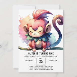 Convites Rustic Kids Monkey Birthday