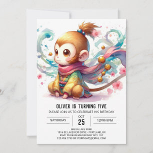 Convites Rustic Kids Monkey Birthday
